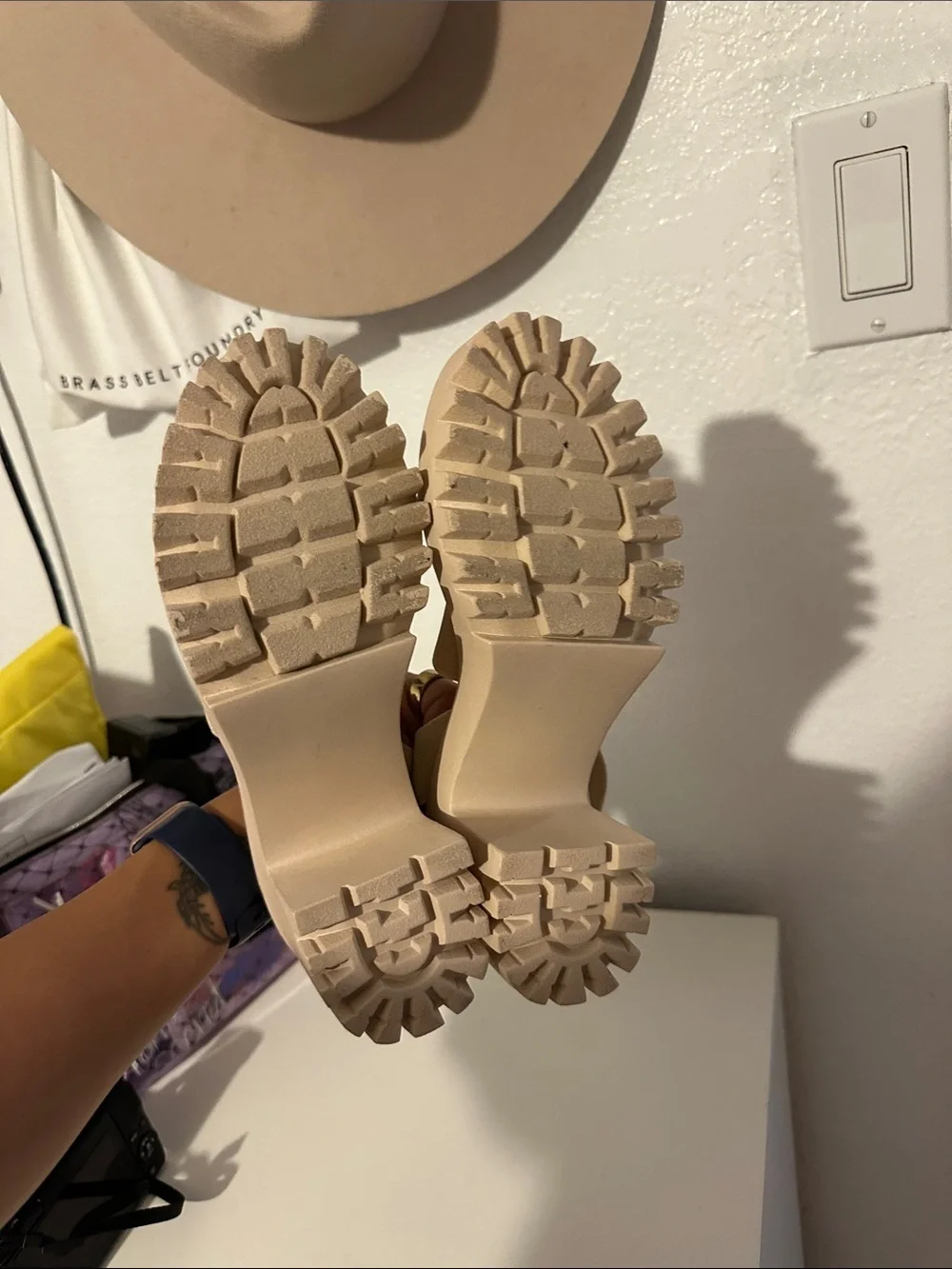 Beige Platform Strappy Sandals - Women